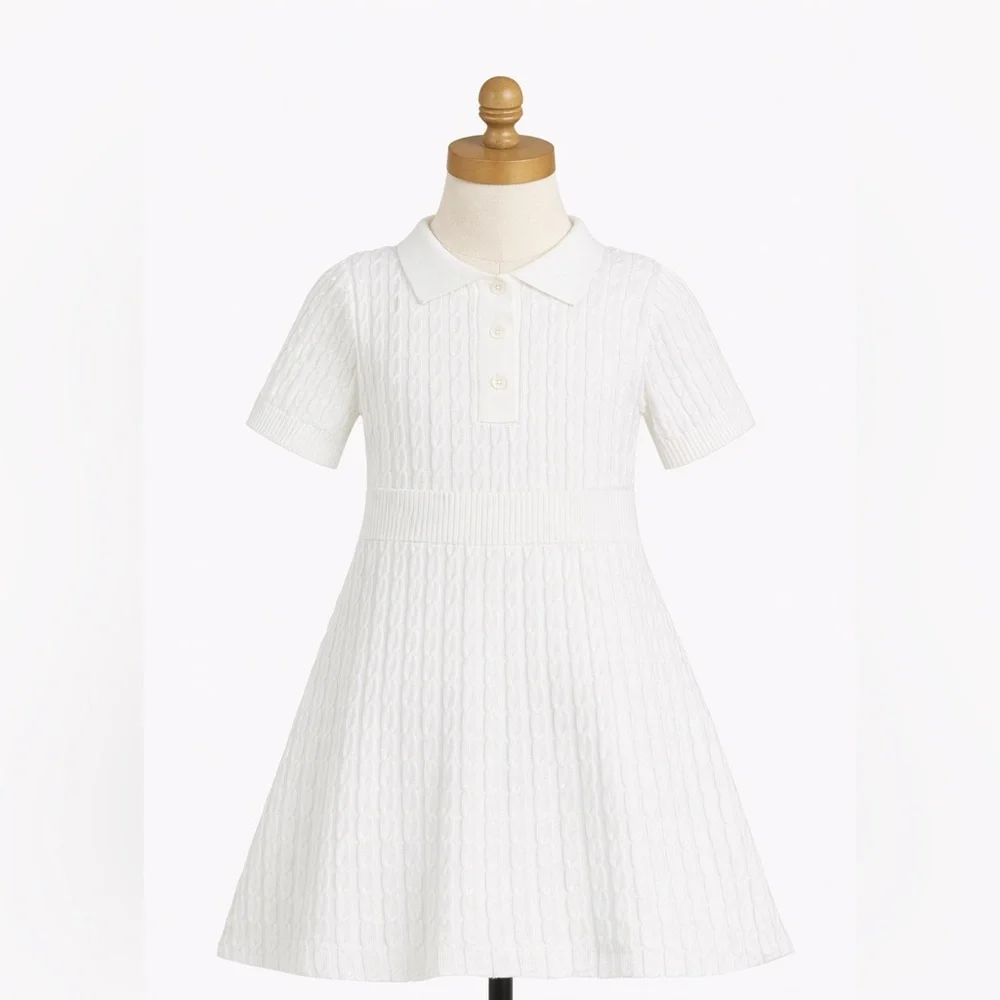 H&M Kids Cable Knit Polo Dress – Size 8–10Y (134/140)